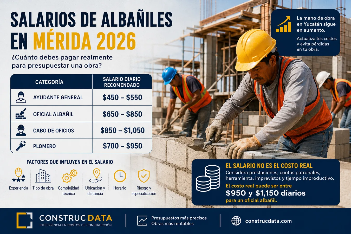 Salarios de albañiles en Mérida 2026: ¿Cuánto debes pagar realmente para presupuestar una obra?
